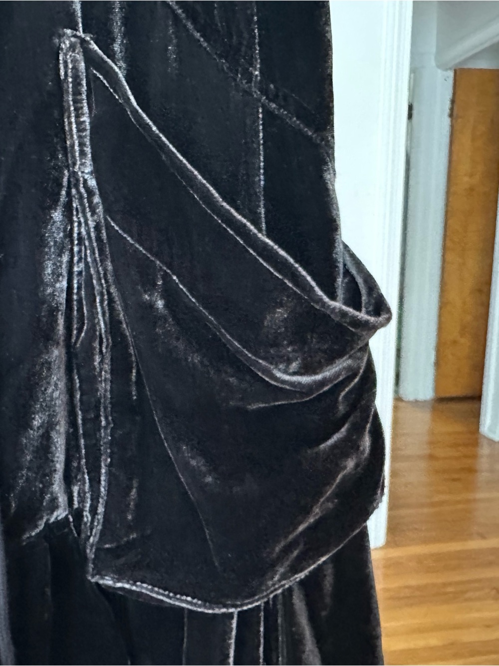 Free People Black Velvet Asymmetrical Drawstring Skirt size 4 - Picture 8 of 13